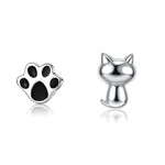 Boucles d’oreilles asymétriques CHATON ET EMPREINTE - noir - boucles d’oreilles - La boutique by c.