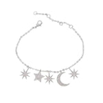 Bracelet Chaîne Lune Et Etoiles - Argent - Bijoux - La Boutique By C.
