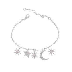 Bracelet Chaîne Lune Et Etoiles - Argent - Bijoux - La Boutique By C.