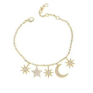 Bracelet Chaîne Lune Et Etoiles - Or - Bijoux - La Boutique By C.