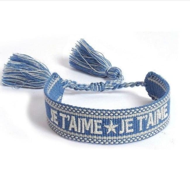 Bracelet JE T’AIME de la COLLECTION ANOTHER DAY - bleu et blanc - bracelets - La boutique by c.