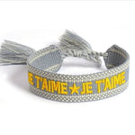 Bracelet JE T’AIME de la COLLECTION ANOTHER DAY - bleu-gris et jaune - bracelets - La boutique by c.