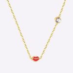 Collier LIPS de la COLLECTION LITTLE NANA - doré / rouge - colliers - La boutique by c.