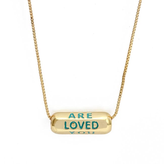 Collier YOU ARE LOVED - Bleu vert - colliers - La boutique by c.