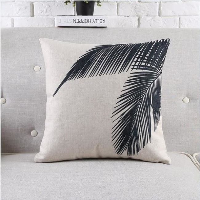 Housses de coussin COLLECTION BLACK AND WHITE - feuilles de palmier - coussins - La boutique by c.