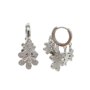 Mini créoles DARLING - fleur / argenté - boucles doreilles - La boutique by c.